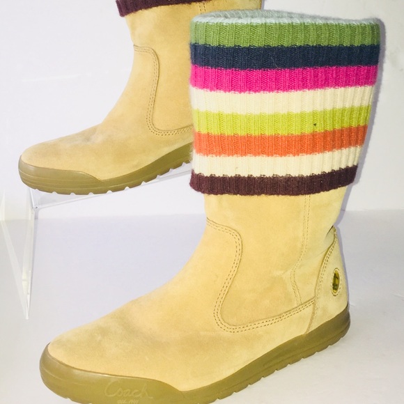 Coach Shoes - Coach Tan/Beige Suede Mid-Calf Boots Women Size 7